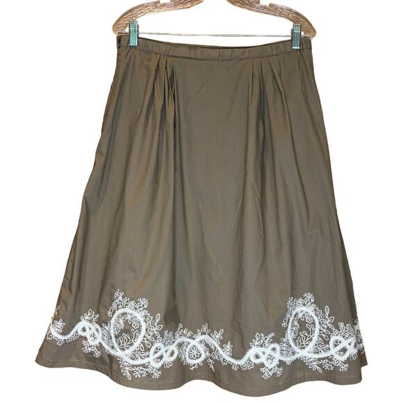 Women's Coldwater Creek Cotton Embroidered Skirt Tan, Size Medium (10-12), EUC - Picture 3 of 3